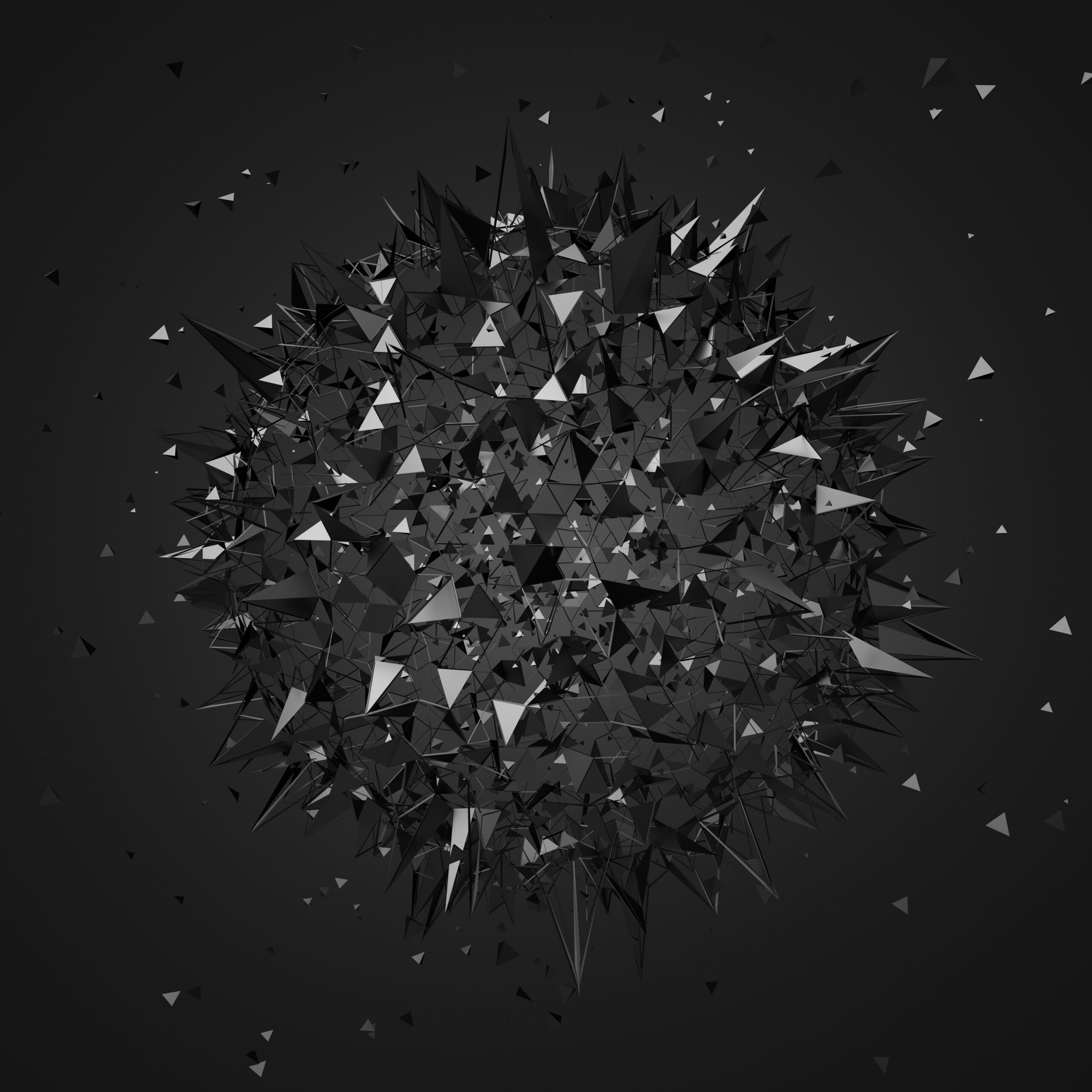 Abstract 3D Rendering of Flying Particles. owner at reception desk